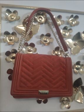 BCBG Tangerine peach Quilted Chain-Strap Shoulder Bag